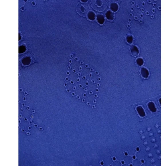 Lafayette 148 New York NWT Sz 1  Beautiful Blue Joplin Eyelet Long Sleeve Blouse - Picture 5 of 9